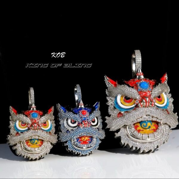 KING OF BLING中国风夜光珐琅醒狮吊坠 - Image 3