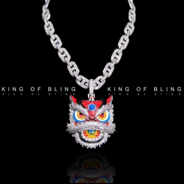 KING OF BLING中国风夜光珐琅醒狮吊坠 - Image 4