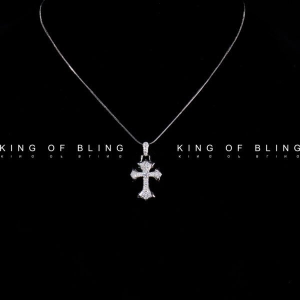 Sterling Silver Moissanite Cross Charm, Chrome Hearts Style Pandora Compatible